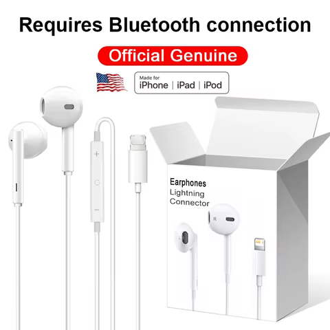 For iOS Headphones For Apple iPhone 14 13 12 11 Pro Max Wired Earphones X XS XR 7 8 Plus Bluetooth Earplugs Accessories 10 best sales apple iphone handsfree - №2