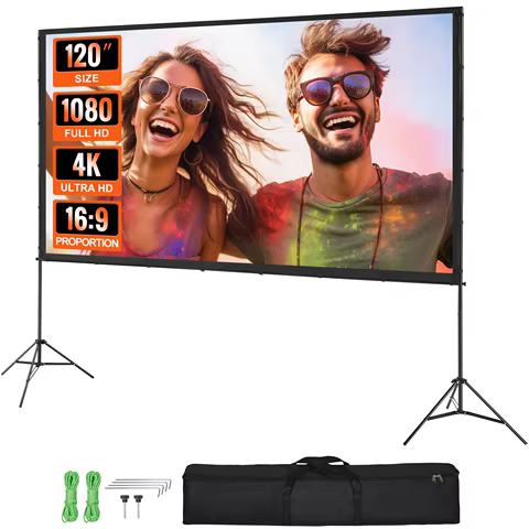 SucceBuy Projector Screen with Stand 100 120 150 inch 16:9 4K 1080 HD Portable Projection Screen for Home Office Theater Cinema 8 best sales portable projector screen - №8