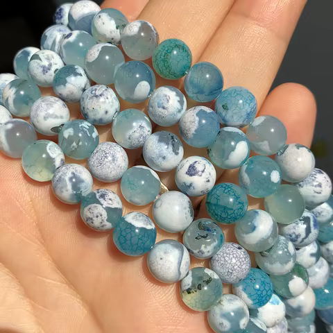 Natural Stone Blue Fire Agates Dragon Veins Onyx Round Loose Beads For Jewelry Making 15''Inch 6/8/10mm DIY Bracelets Necklaces 8 best sales dragon blood stone - №1