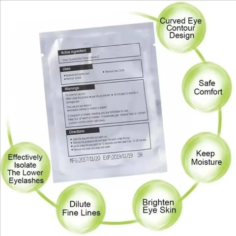 MJ Best Lint Free Under Gel Pads for Eyelash Extension Eyepatch Latex Pads Under Eye Mask Patch Gel Collagen Crystal 6 best sales eyelash accessories - №3