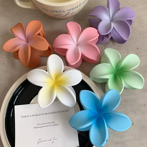 Fashion Frosted Egg Flower Hair Claw Clip Shark Hairpin Barrettes Ponytail Holder Summer Beach Hair Glamp Head Accessories Women 10 best sales flower power accessories - №6