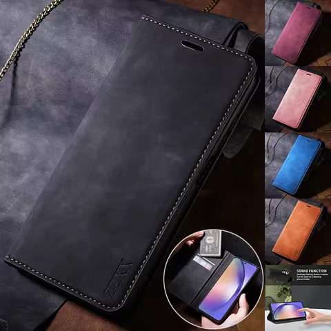 Wallet CardSlot Magnetic Flip Leather Case For Samsung Galaxy S24 Ultra S23 Plus S22 S21 S20 FE A05s A14 A15 A34 A35 A53 A54 A55 12 best sales samsung a15 flip case - №7
