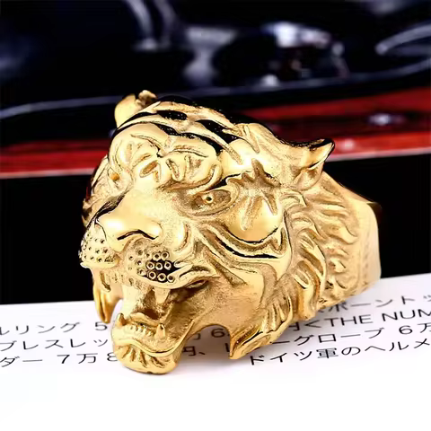 Beier New Store 316L Stainless Steel Ring Top Quality Domineering Tiger Head Ring Animal For Man Biker Jewelry LLBR8-161R 8 best sales stainless steel biker rings - №7