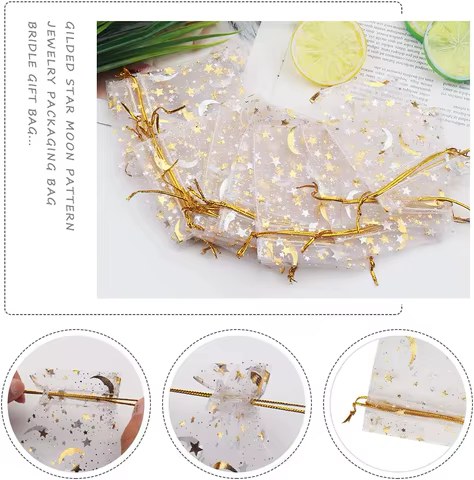 36pcs/set Baptism Favors Angel Keychains Pendant Baptism Party Boxes White Moon Star Organza Bags with Drawstring Thank You Tags 10 best sales thank you gifts - №8