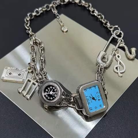 Original Watch Kettle Pin Necklace Sweet and Cool Retro Chain Exquisite Choker Collarbone Chain for Women Jewelry Accessories 12 best sales watch choker - №9