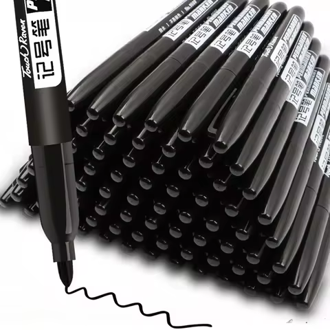 6PCs/Set Permanent Marker Pen Fine Point Waterproof Markers Thin Nib Crude Nib Black Blue Red Ink 1.5mm Fine Color Marker Pens 12 best sales long marker - №1