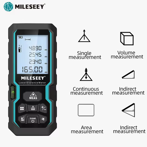 MILESEEY S6 Laser Tape Measure 40M 60M 80M 100M Laser Rangefinder IP54 Electronic Ruler Useful Measurement Tool 10 best sales smart tool - №4