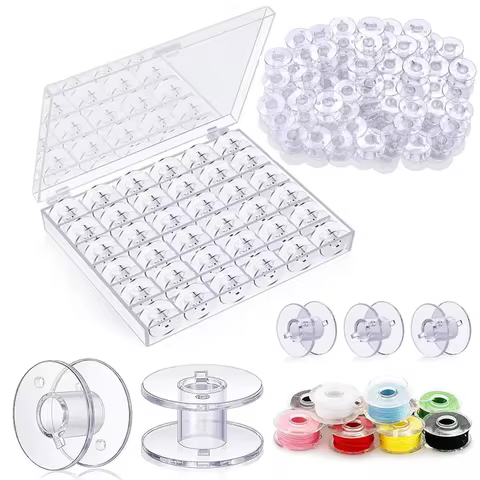 25Pcs Clear Sewing Machine Bobbins Spools Empty Bobbins Spools Plastic Storage Box For Household DIY Sewing Accessories Tools 12 best sales sewing machine parts - №10