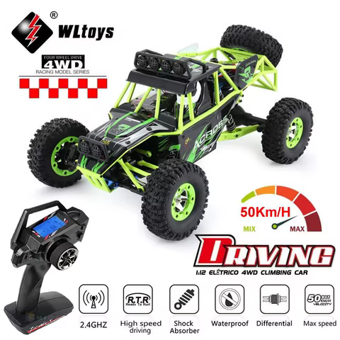 WLtoys 12428 1:12 4WD RC Racing Car High Speed Off-Road Remote Control Alloy Climbing Truck LED Light Buggy Boys Toys Kids Gift 10 best sales rc car wltoys - №7