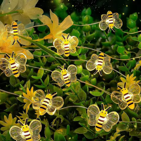 1Pack Bee Lights Battery Operated Bee String Lights For Bedroom Plants Patios Party Wedding Xmas Decorative String Lights 8 best sales large outdoor christmas decorations - №6