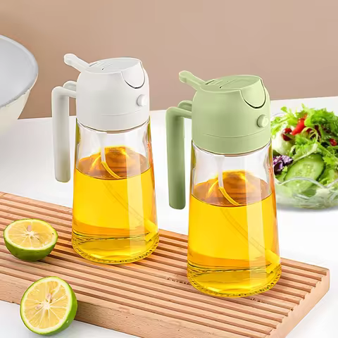 2 In 1 Glass Oil Spray Bottle With Pour Spout Nozzle Olive Dispenser Dual-purpose Camping Bbq Baking Soy Sauce Oven Picnic Tool 6 best sales beverage dispenser glass - №3