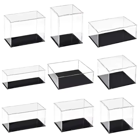 1pcs, black base acrylic display box, suitable for toy dolls, collectibles, and simple assembly dust-proof storage boxes 6 best sales small acrylic boxes - №6