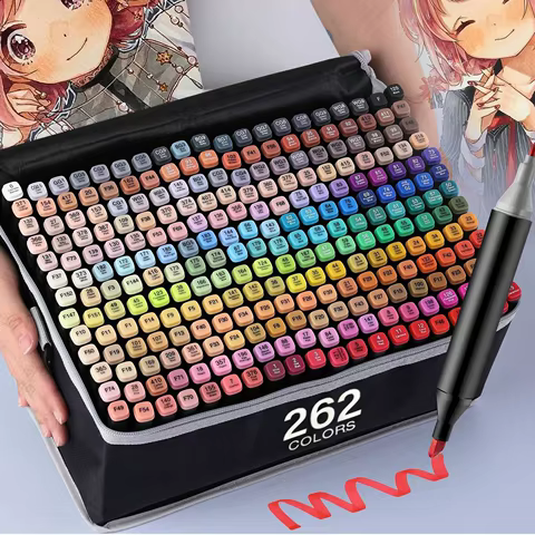 24/36/48/60/80/120/168/262 Colors Alcohol Drawing Markers Dual Tip Permanent Art Sketch Markers for Illustration School Supplied 12 best sales long marker - №9