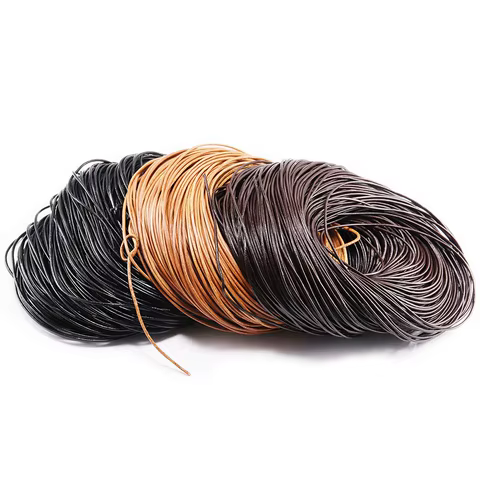 2-5m/lot 1.5 2 2.5 3 4 5 6mm 3 Color Genuine Cow Leather Round Thong Cord DIY Bracelet Findings Rope String For Jewelry Making 10 best sales korean jewelry making materials - №2