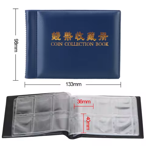 HWZXYXGS 120/60 Pockets Artificial PU Leather Coins Collection Album Book Collecting Money Organizer Storage Bags PVC Film 12 best sales album for banknotes - №7