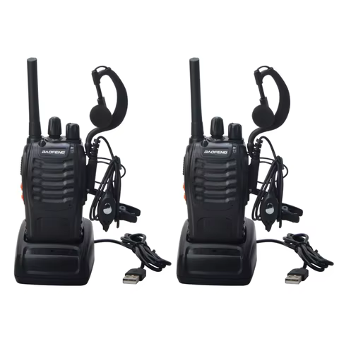 2pcs Baofeng Walkie Talkie BF-88E PMR 0.5W 16CH UHF 446.00625-446.19375MHz 12.5KHz Channel Separation with USB Charger Headset 10 best sales baofeng bluetooth headset - №7