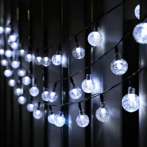 2024 New Solar Crystal Globe LED String Lights LED Solar Outdoor Light IP65 Fairy Light Christmas Garland for Garden Party Decor 8 best sales large outdoor christmas decorations - №3