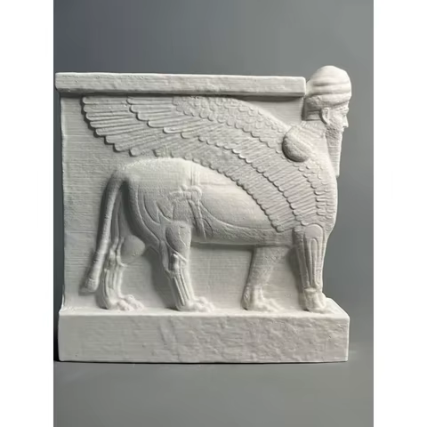 Iraqi Assyrian cultural people head-winged bull statue plaster sculpture decoration home birthday creative ornaments 8 best sales assyrian flag - №8