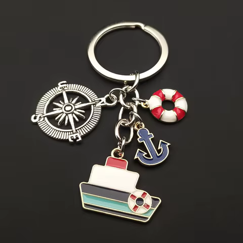 Hot rudder anchor boat keychain I love the charm of the sea keychain fashion enamel keychain men's and women's jewelry gifts 8 best sales anchor keychain - №7