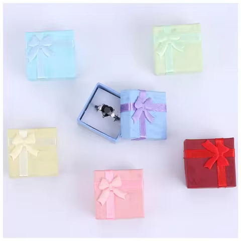 12pcs Paper Box Jewelry Packaging Box Multi-color Earrings Ring Box Jewelry Gift Holder 4*4*3CM Wholesale 8 best sales rings box - №6