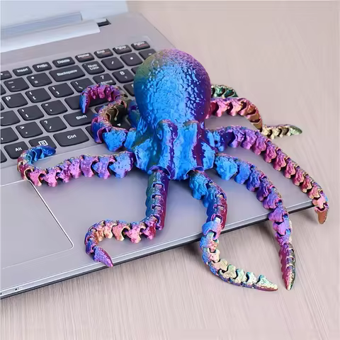 3D Printed Octopus Ornament Creative Animal Landscape Decorations Simulated Octopus Desktop Home Model Party Children's Gift 10 best sales octopus decor - №2