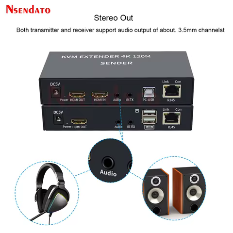 KVM Extender HDMI RJ45 4K HDMI Extender Cat6 120M HDMI KVM Ethernet Extender audio Kit over Lan Ethernet Extender For PS4 TV PC 8 best sales kvm extender - №6