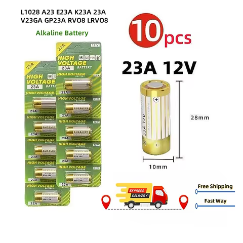 12V 23A Battery 23GA A23S E23A EL12 MN21 V23GA GP23A LRV08 For Doorbell Remote Control Electric Toy A23 Alkaline Battery Pack 10 best sales a23 - №8