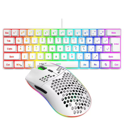 Hot selling HXSJ 61 keys V700 RGB luminous mechanical feel keyboard and mouse combos gaming set for computer game 6 best sales gamer set up - №5