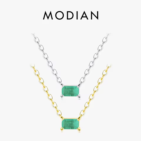 Modian Authentic 925 Sterling Silver Green Tourmaline Necklace Pendant for Women Fashion Bijoux Wedding Statement Jewelry Gifts 12 best sales tourmaline necklace - №10