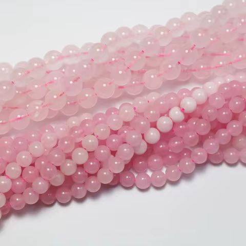 Real Natural Madagascar Pink Quartz Smooth Round beads Enhance temperament Reduce worries Jewelry Making Gift 12 best sales madagascar toy - №9
