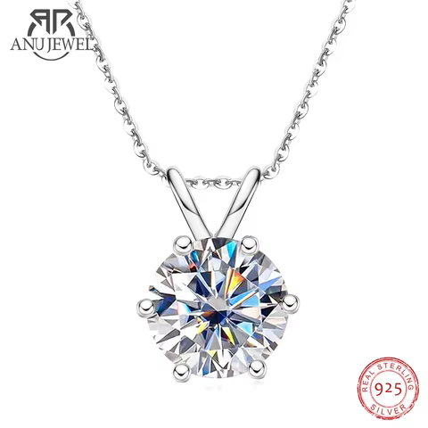 AnuJewel 1ct 3ct 5ct D Color Moissanite Diamond Top Quality 18K Gold Plated Pendant Necklace Fine Jewelry Gifts Wholesale 8 best sales diamond gold necklace - №4
