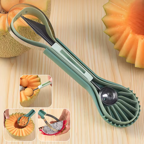 3 In 1 Watermelon Slicer Cutter Scoop Fruit Carving Knife Fruit Platter Multifunctional Fruit Dig Pulp Separator Kitchen Gadgets 12 best sales melon slicer - №12