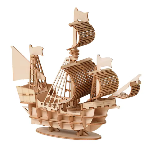 3D Sailboat Wooden Puzzle Assembly Model Puzzle DIY Wooden Crafts 3D Puzzle Toys Gifts 6 best sales puzzle sailor moon - №1