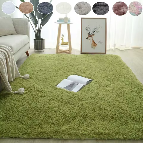 Plush Carpet Living Room Sofa Coffee Table Rug Green Pink Fluffy Soft Blankets Area Rugs Children's Room Non-Slip Mat Home Decor 10 best sales throw rug - №4