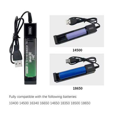 18650 1 Slot Battery Charger USB Universal Smart Quick Charging Rechargeable Lithium Battery Charger for 14500 16650 14650 18500 8 best sales 18650 batterry - №8