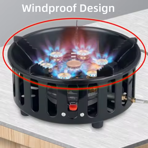 21000W 7-Core Camping Stove High-Power Strong Fire Portable Tourist Gas Burner Windproof Electronic Ignition Camping Equipment 6 best sales wokbrander - №6