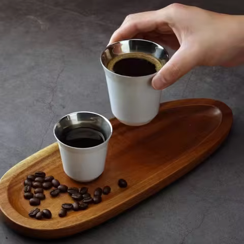 80ml Mini Coffee Cup Stainless Steel Double Wall Heat-insulating Coffee Cup Portable Small Drink Cups 8 best sales stainless steel espresso cup - №5