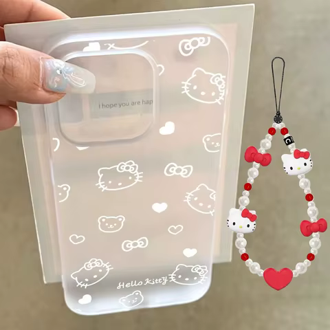 NEW Hello Kitty Line Bear Bow KT Face Phone Case For iPhone 16 15 14 12 13 11 Pro Max 14 15 16 PLUS Y2K Pink Girl Kawaii Cover 10 best sales pink mobile phone - №3