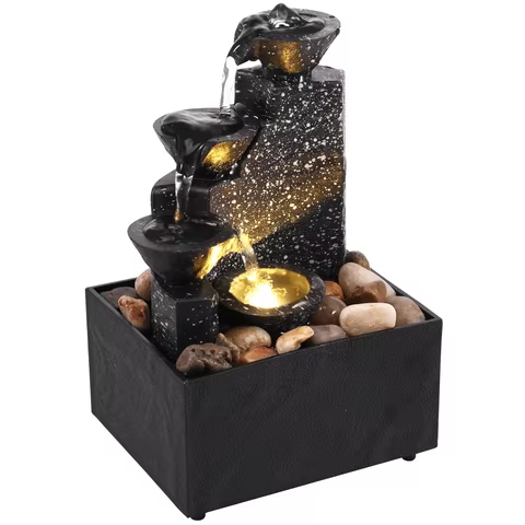 Tabletop Waterfall Home Decor Relaxation Meditation Desktop Fountain with Soft Lights Flowing Water Ornaments Mother's Day Gifts 10 best sales fall decoration - №5