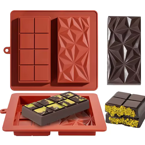 Chocolate Bar Mold Silicone Thick Chocolate Bar Mold Durable Rectangle Pistachio dubai Chocolate Bar Break Apart Candy Molds 8 best sales kitchen mold - №6