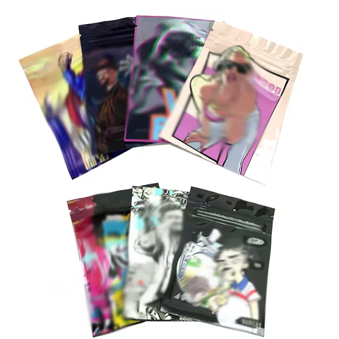 7x10cm Resealable Foil ZipLock Storage Plastic Pouches Food Storage Colorful Matte Aluminum Smellproof WaterProof With Window 6 best sales foil bag - №3