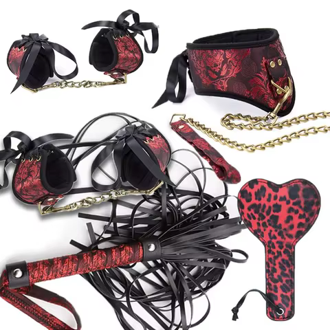 Bdsm Collar Fetish Bondage Leash Steel Chain Tails Whip Paddle Dog Handcuffs Foot Cuff punish Sadism Sex Toy Slave Erotic 12 best sales slave chains and shackles - №4