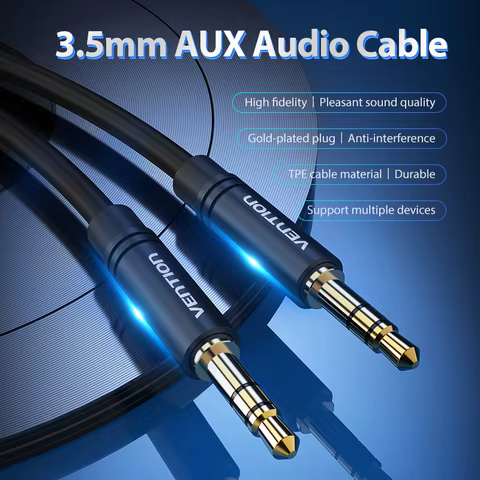 Vention Jack 3.5mm Aux Cable Male to Male 3.5mm Audio Cable Jack for JBL Xiaomi Oneplus Headphones Speaker Cable Car Aux Cord 12 best sales 2 male 1 female 3.5mm - №7