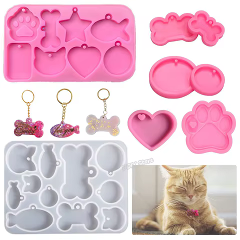 Dog Tag Bone Shaped Keychain Pendant Mold DIY Dog Tag Resin Mold Crystal Epoxy Silicone Mold Jewelry Making Casting Mould 10 best sales silicon resin - №7