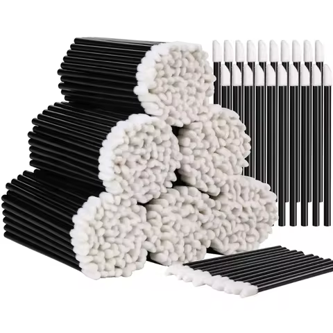 100 Pcs Disposable Lip Lint Free Applicators Lipstick Testers Wands Applicators for Makeup Lip Brushes Makeup Beauty Tool 6 best sales flock applicator - №5