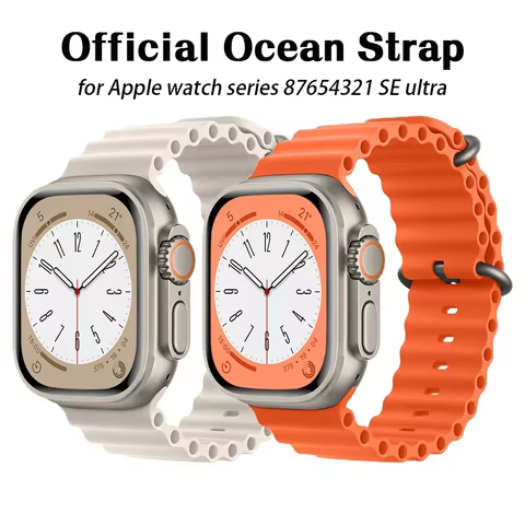 Ocean Band for Apple watch Ultra 49mm 45mm 46mm 42mm 44mm 40mm 41mm Silicone sport bracelet correa series 10 9 7 8 5 6 SE strap 8 best sales lcd quest - №2