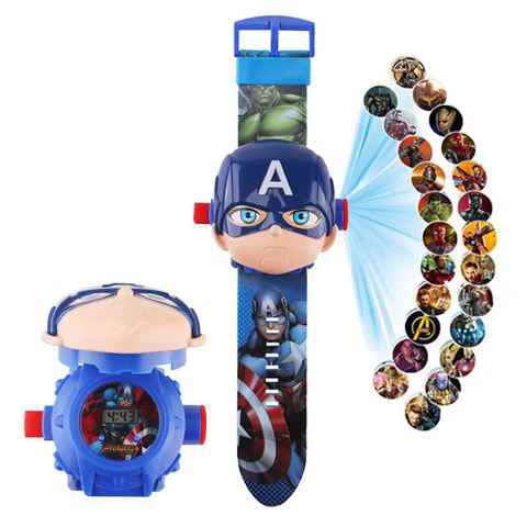 Disney Marvel Figure Spiderman Minnie McQueen 24 Projection Watch Digital Clock Student Wristwatches Kids Toy Boy Birthday Gifts 10 best sales spiderman kids watch - №1