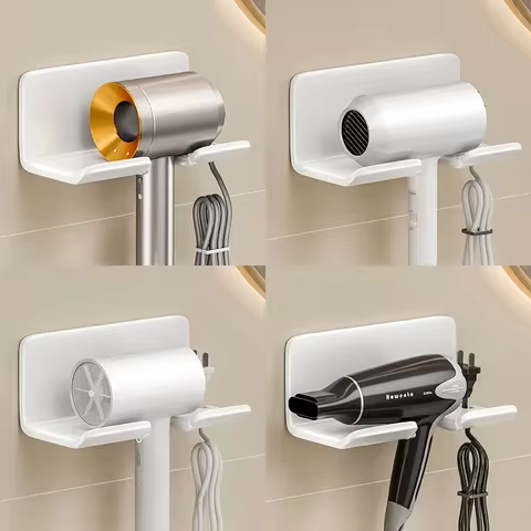 Hair Dryer Holder Bathroom Hair Straightener Stand Nail Free Shelves for Wall Room Bathroom Storage Rack Shelf Wall-mounted Home 6 best sales hair iron holder - №2