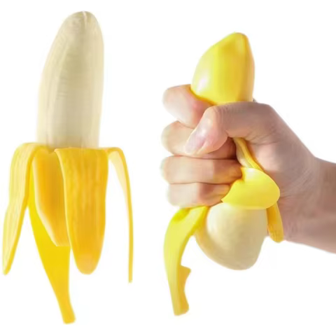 Cute Fruit Squishy Stress Balls Fidget Sensory Toy Squeeze Stress Relief Hand Toy Anti-Anxiety Banana Stretchy Slow Rising Toy 12 best sales banana toy - №6