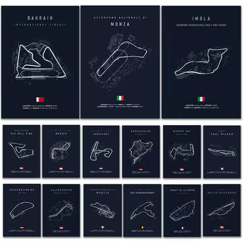 Formula 1 Imola Monaco Track Circuit Canvas Painting F1 Art Nordic Posters and Prints Wall Pictures for Living Room Decor 8 best sales monaco circuit - №4